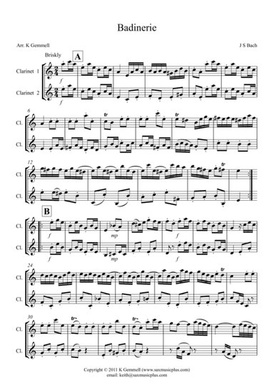 Badinerie – Duet: Clarinets (arr. Keith Gemmell)