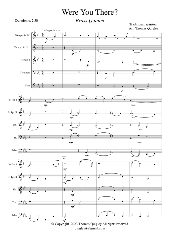 Were You There? (arr. Thomas Quigley)