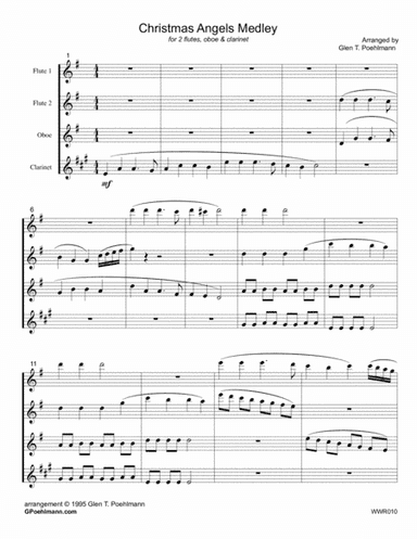 CHRISTMAS ANGELS MEDLEY - WOODWIND QUARTET (3 carol medley) (arr. Glen Poehlmann)