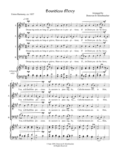 Boundless Mercy (arr. Donovan D. Klotzbeacher)