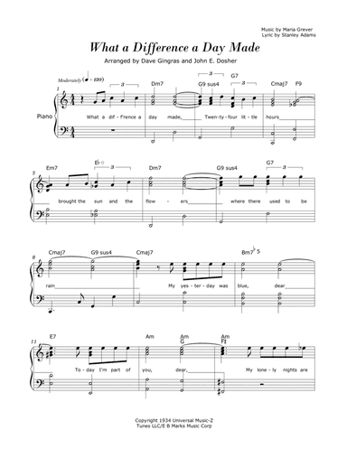 What A Diff'rence A Day Made (arr. Dave Gingras, John E. Dosher)