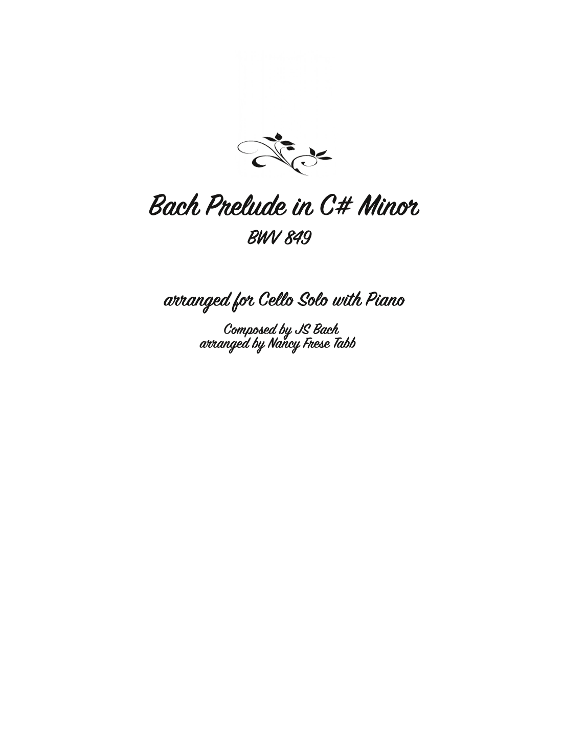 Bach Prelude in C# Minor for Cello Solo with Piano (arr. Nancy Frese Tabb)