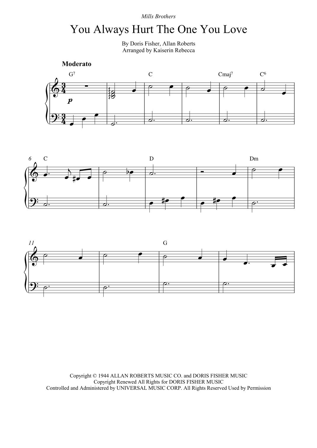 You Always Hurt The One You Love (arr. Kaiserin Rebecca)