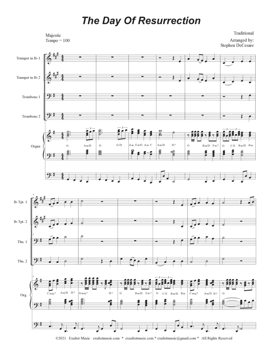 The Day Of Resurrection (Brass Quartet and Organ - Alternate Version) (arr. Stephen DeCesare)