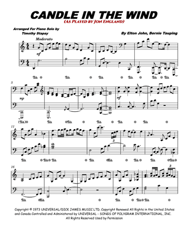 Candle In The Wind (arr. Timothy Stapay)