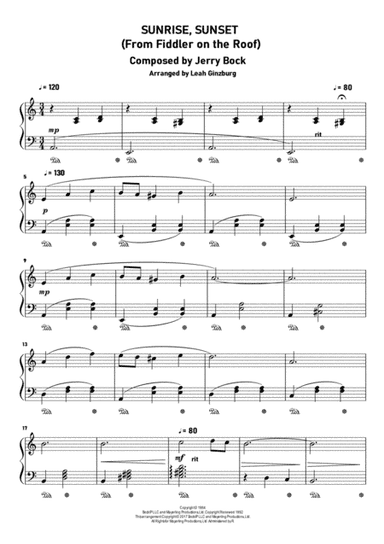 Sunrise, Sunset (arr. Leah Ginzburg)