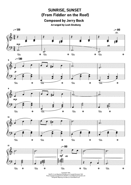 Sunrise, Sunset (arr. Leah Ginzburg)