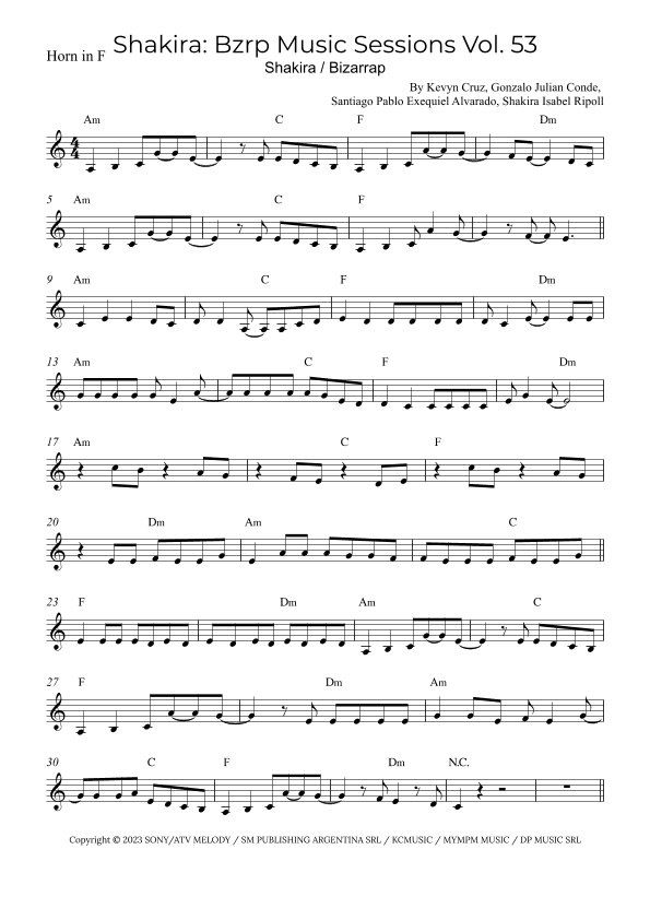 Shakira: Bzrp Music Sessions Vol. 53 (arr. Alex Nunes Rodrigues)