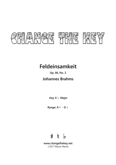 Feldeinsamkeit - Eb Major (arr. Change the Key)
