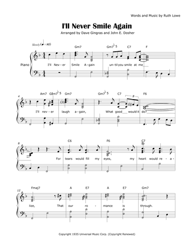 I'll Never Smile Again (arr. Dave Gingras and John E. Dosher)