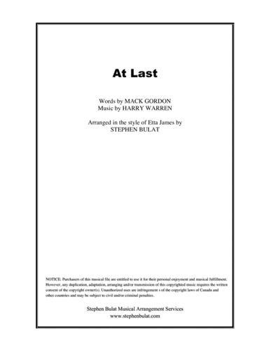 At Last (arr. Stephen Bulat)