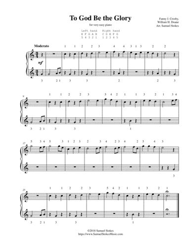 To God Be the Glory - for very easy piano (arr. Samuel Stokes)