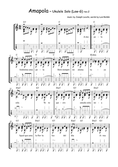 Amapola ~ [Ukulele Solo] (Low-G) (arr. Winter Sparrow)