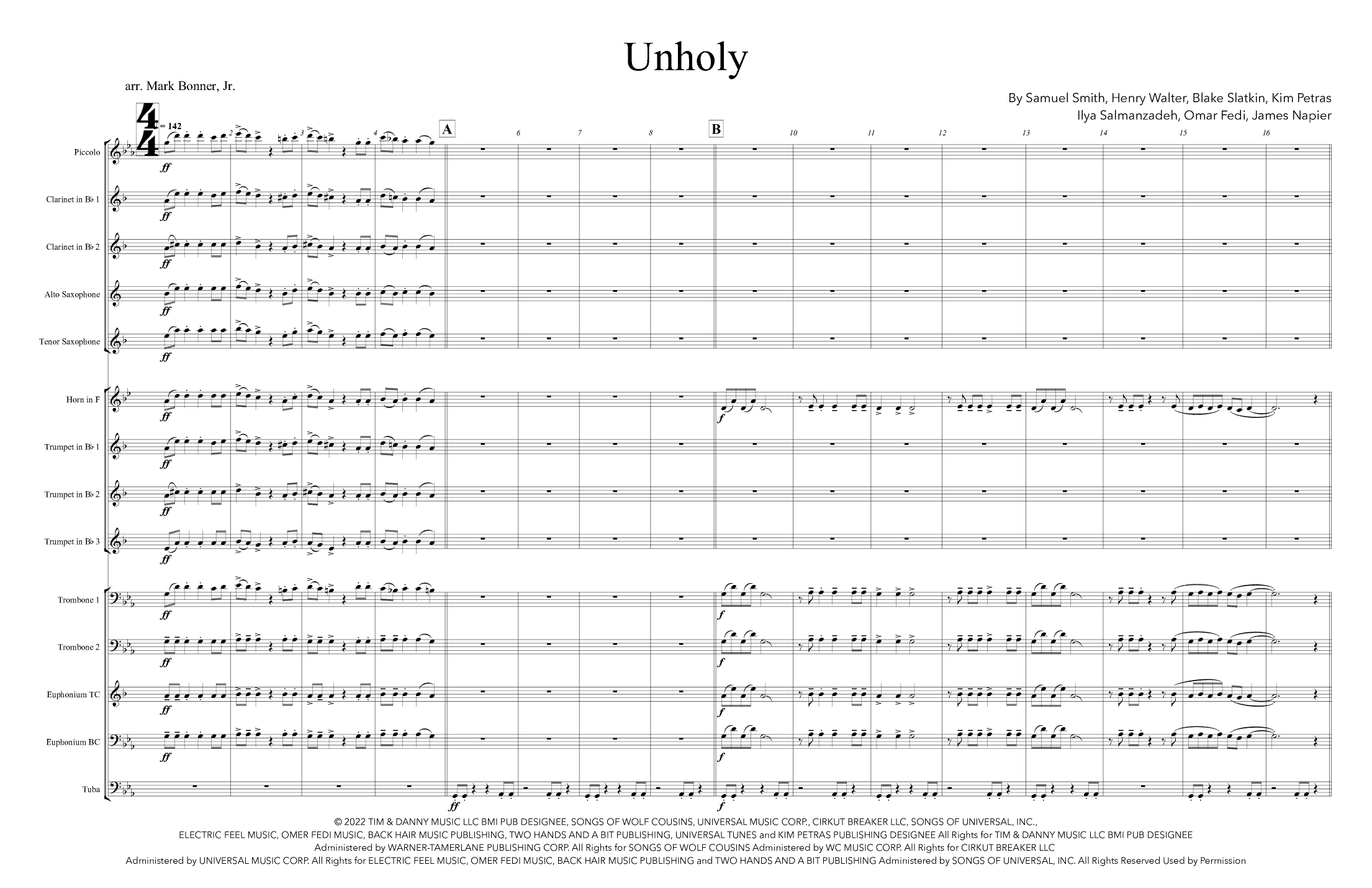 Unholy (arr. MARK BONNER JR.)