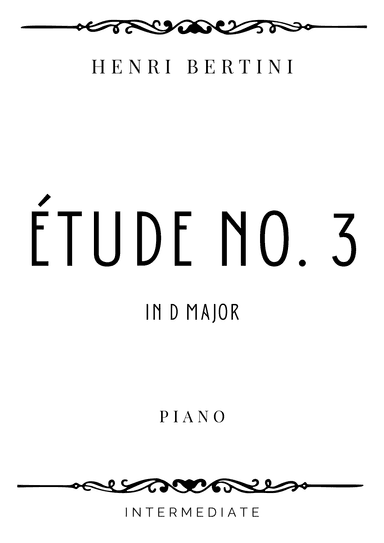 Bertini - Etude No. 3 in D Major - Intermediate (arr. Piacere Music Sheets)