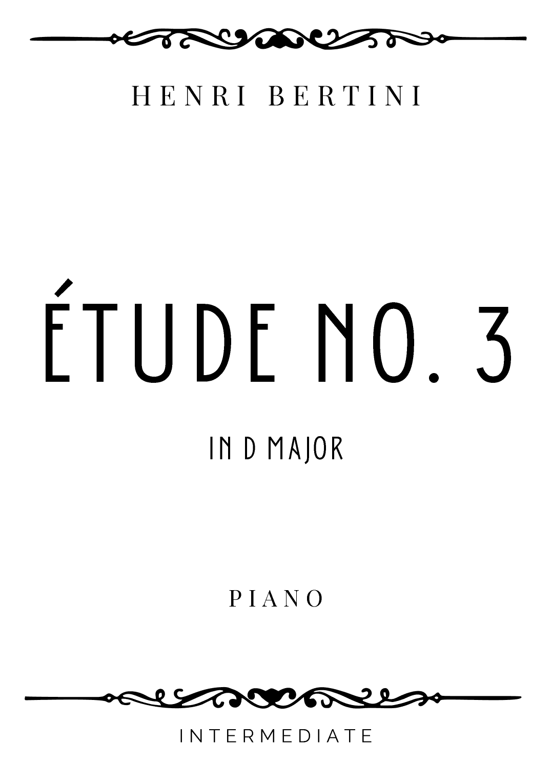 Bertini - Etude No. 3 in D Major - Intermediate (arr. Piacere Music Sheets)