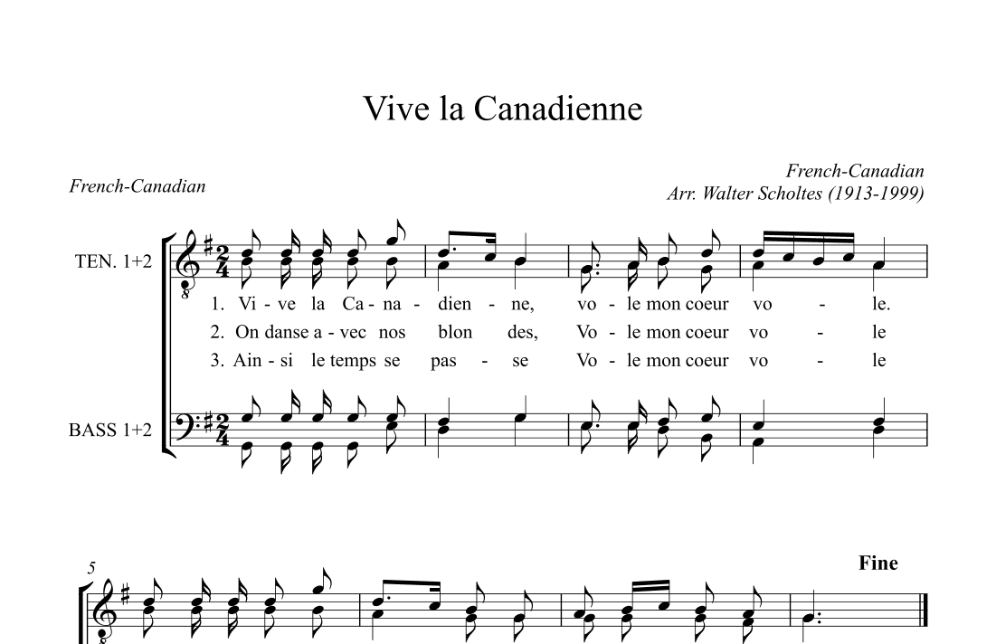 Vive la Canadienne (arr. Walter Scholtes)