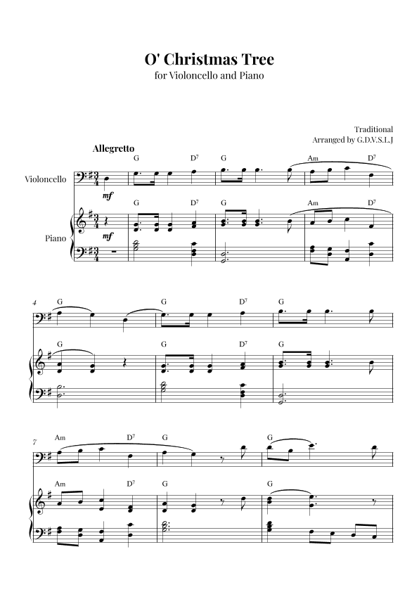O' Christmas Tree (arr. G.D.V.S.L.J)
