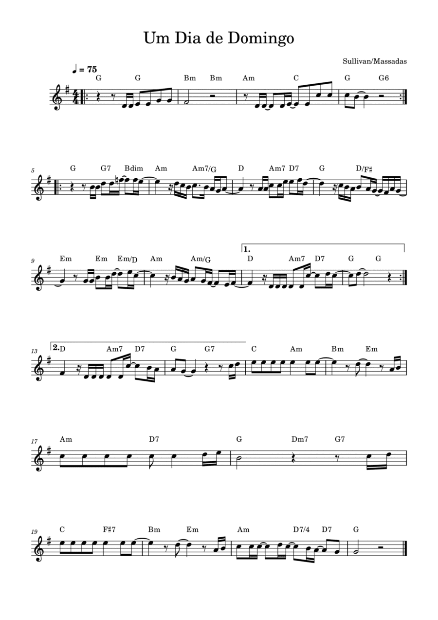 Como Un Dia De Domingo (um Dia De Domingo) (arr. Carlos Oliveira Publishing)