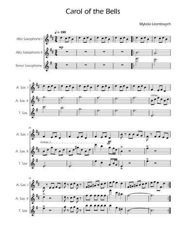 Carol of the Bells - Sax Trio (arr. Ygor Nunes)