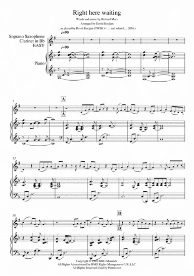 Right Here Waiting (arr. David Kocijan)