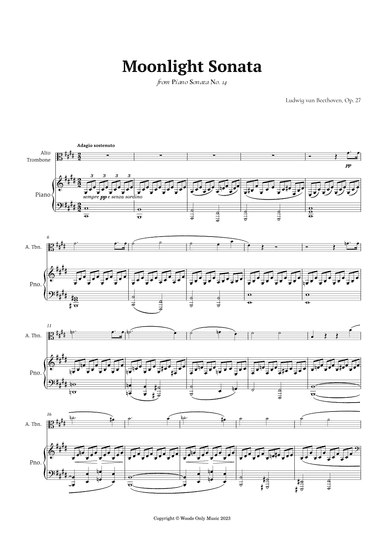 Moonlight Sonata by Beethoven for Alto Trombone and Piano (arr. Ander)