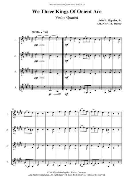 We Three Kings Of Orient Are (arr. Gert Th. Walter)