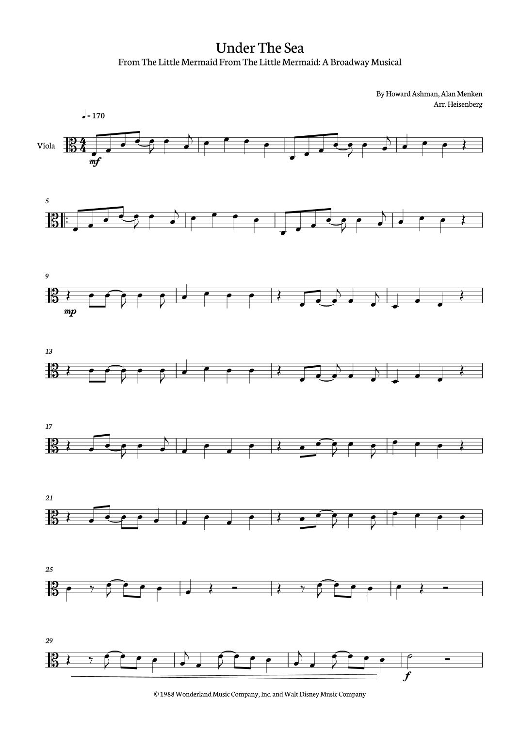 Under The Sea (arr. Heisenberg)