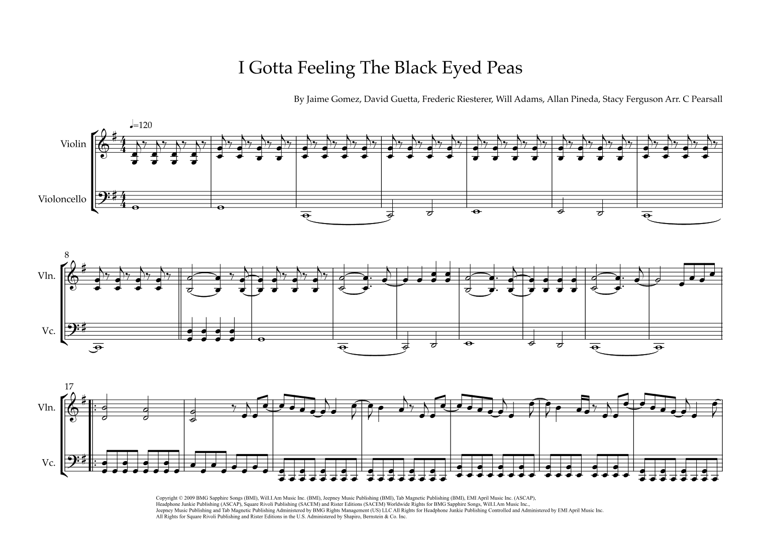 I Gotta Feeling (arr. Caroline Pearsall)