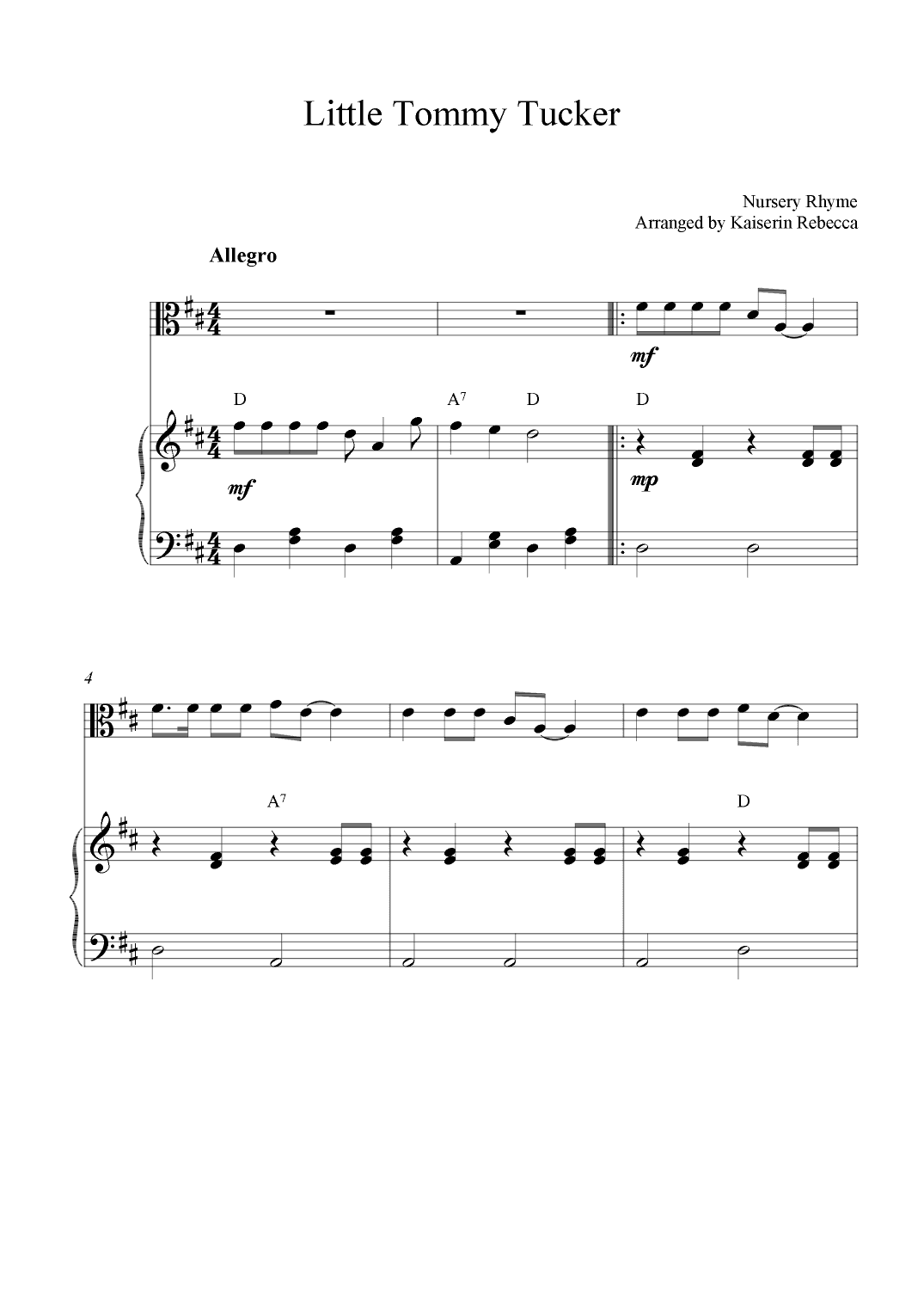 Little Tommy Tucker (arr. Kaiserin Rebecca)