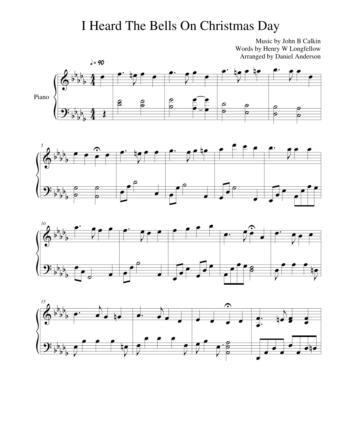 I Heard The Bells On Christmas Day (arr. Daniel Anderson)