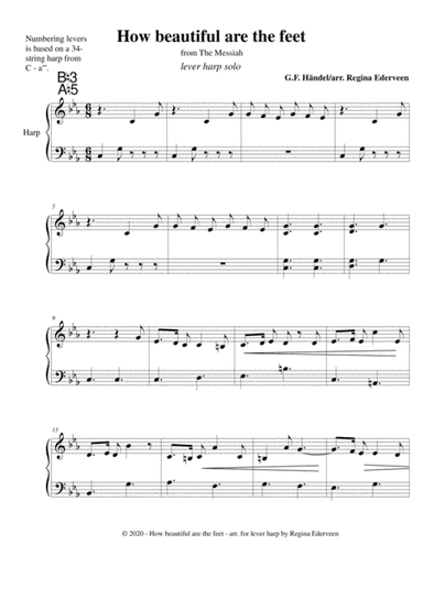 How beautiful are the feet (Haendel) - lever harp solo beginner
