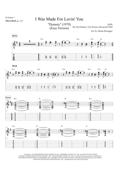 I Was Made For Lovin' You (arr. Adrian Bissegger)