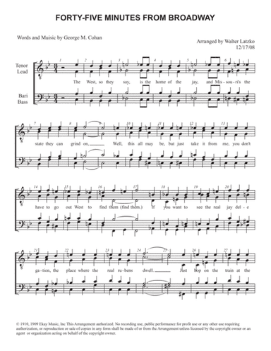 FORTY-FIVE MINUTES FROM BROADWAY (arr. Walter Latzko)