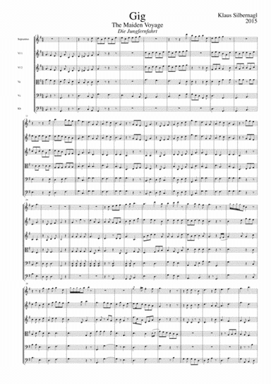 Gig "The Maiden Voyage" ("Die Jungfernfahrt") for String orchestra and Sopranino Recorder or Tin Wis