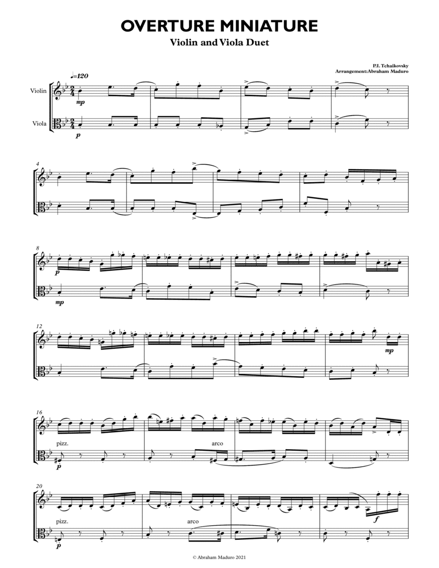 Miniature Overture Violin and Viola Duet-Score and Parts (arr. Abraham Maduro)
