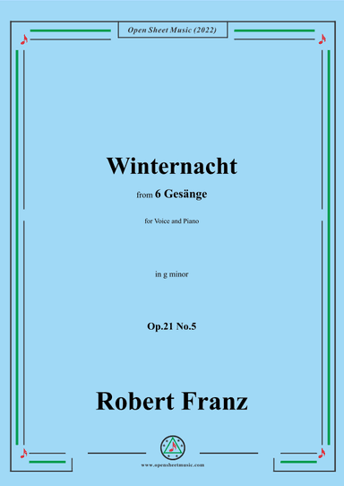 Franz-Winternacht,in g minor,Op.21 No.5,for Voice and Piano (arr. OSM Press)