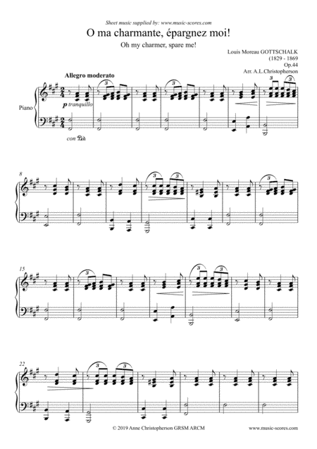 O ma charmante, épargnez moi - Oboe and Piano (arr. Anne L Christopherson GRSM ARCM)