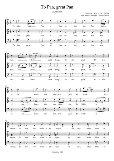 To Pan, great Pan (A Pastoral) (arr. Early Music Scores)