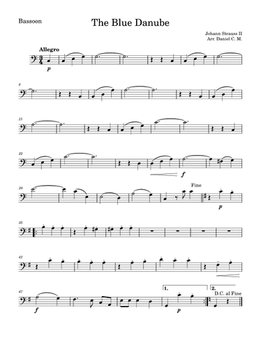 The Blue Danube for bassoon (easy) (arr. Daniel C. M.)