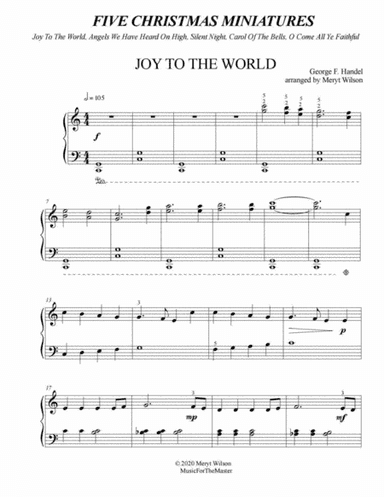 FIVE CHRISTMAS MINIATURES Suite -  Joy, Angels On High, Silent Night, Bell Carol, O Come All Ye (arr. Meryt Wilson)