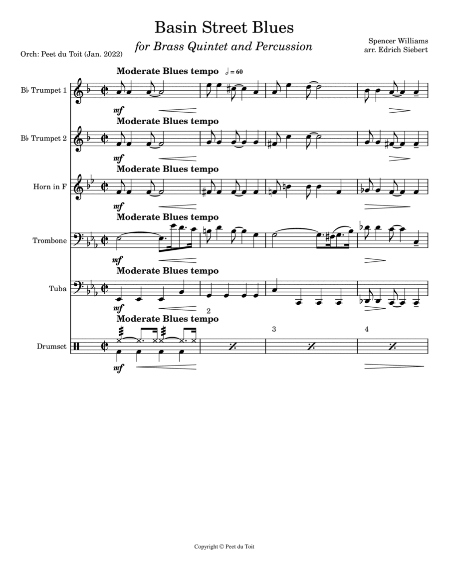 Basin Street Blues (arr. Edrich Siebert & Peet du Toit)
