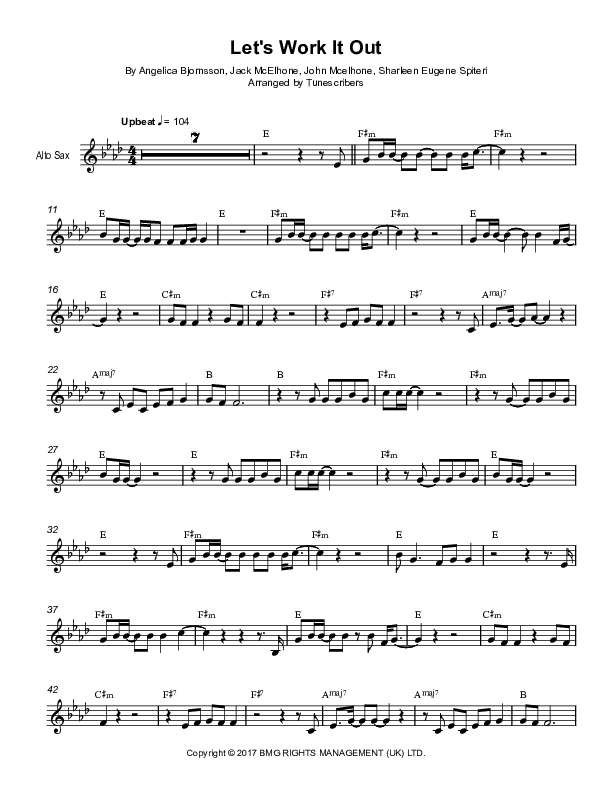Let's Work It Out (vocals => alto sax) (arr. Tunescribers)