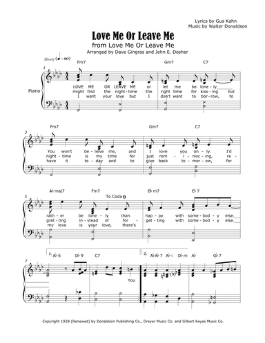 Love Me Or Leave Me (arr. Dave Gingras and John E. Dosher)