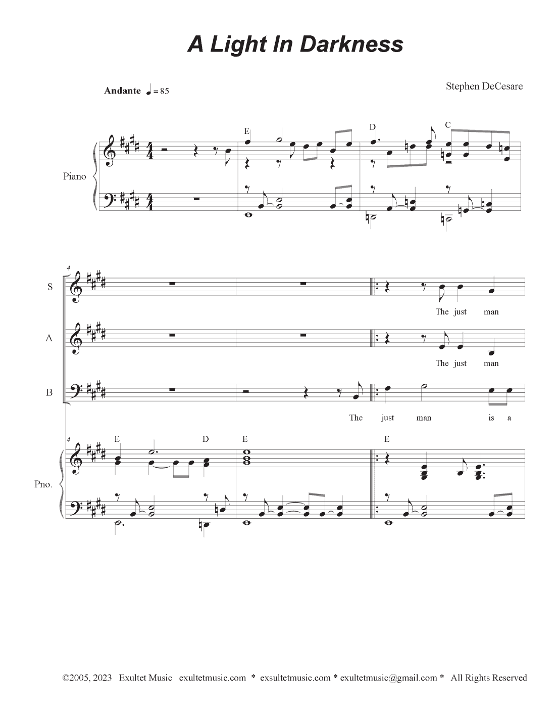 A Light In Darkness (Vocal Trio - (SAB)