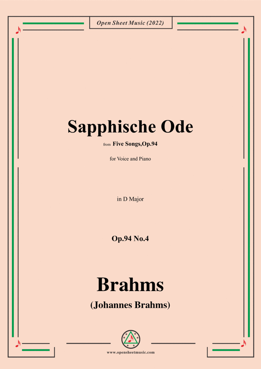 Brahms-Sapphische Ode,Op.94 No.4,in D Major (arr. Open Cloud)