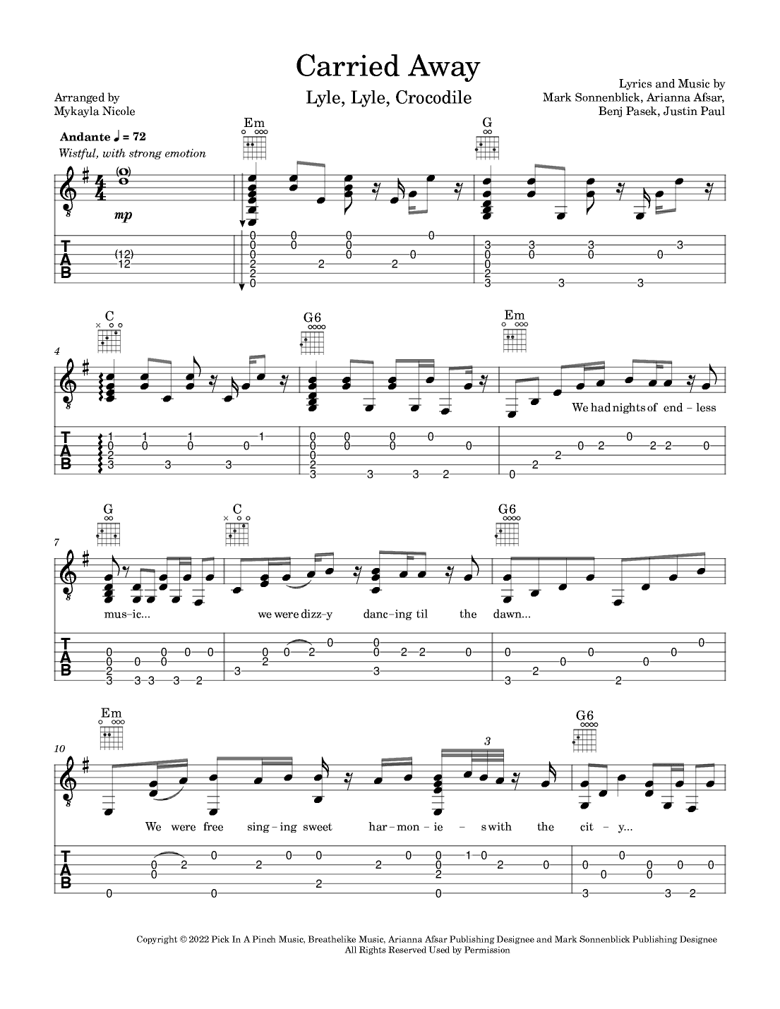 Carried Away (arr. Mykayla Nicole)