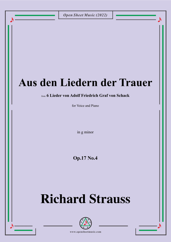 Richard Strauss-Aus den Liedern der Trauer,in g minor,Op.17 No.4 (arr. OSM Press)