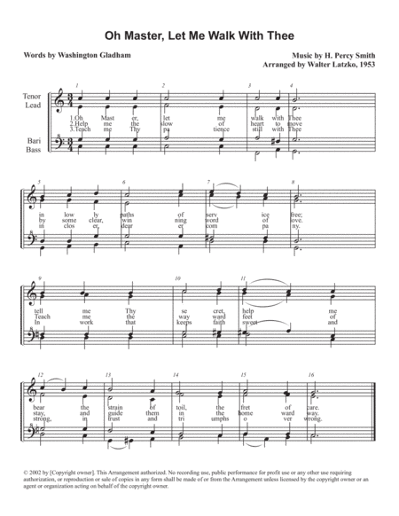 O Master Let Me Walk With Thee (arr. Walter Latzko)