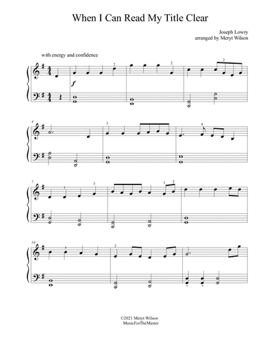 When I Can Read My Title Clear early intermed. piano solo (arr. Meryt Wilson)